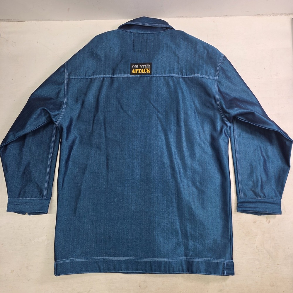 Vintage Counter Attack Denim‎ Jacket Metallic Blue Streetwear Men's XL Rare EUC - Picture 10 of 16